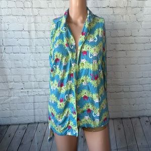Nite nite blue & green button down shirt size S